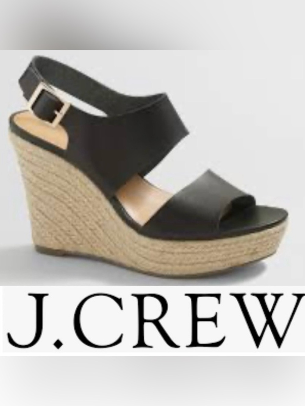 J. Crew Black Wedge Espadrilles